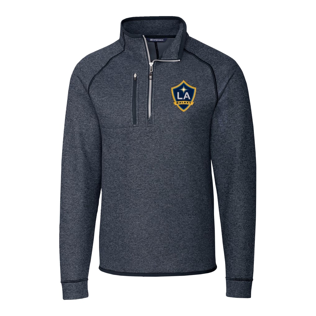  LA Galaxy Cutter & Buck Big & Tall Mainsail Sweater-Knit Half-Zip Pullover Top - Heather Navy